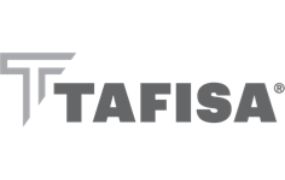 Gray logo with the word TAFISA in bold uppercase letters, accompanied by a stylized T design to the left—perfect for brands specializing in custom closets or custom storage solutions.
