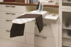 Slide-out-ironing-board-inside-a-custom-closet Wall Safes | Top Shelf Closets